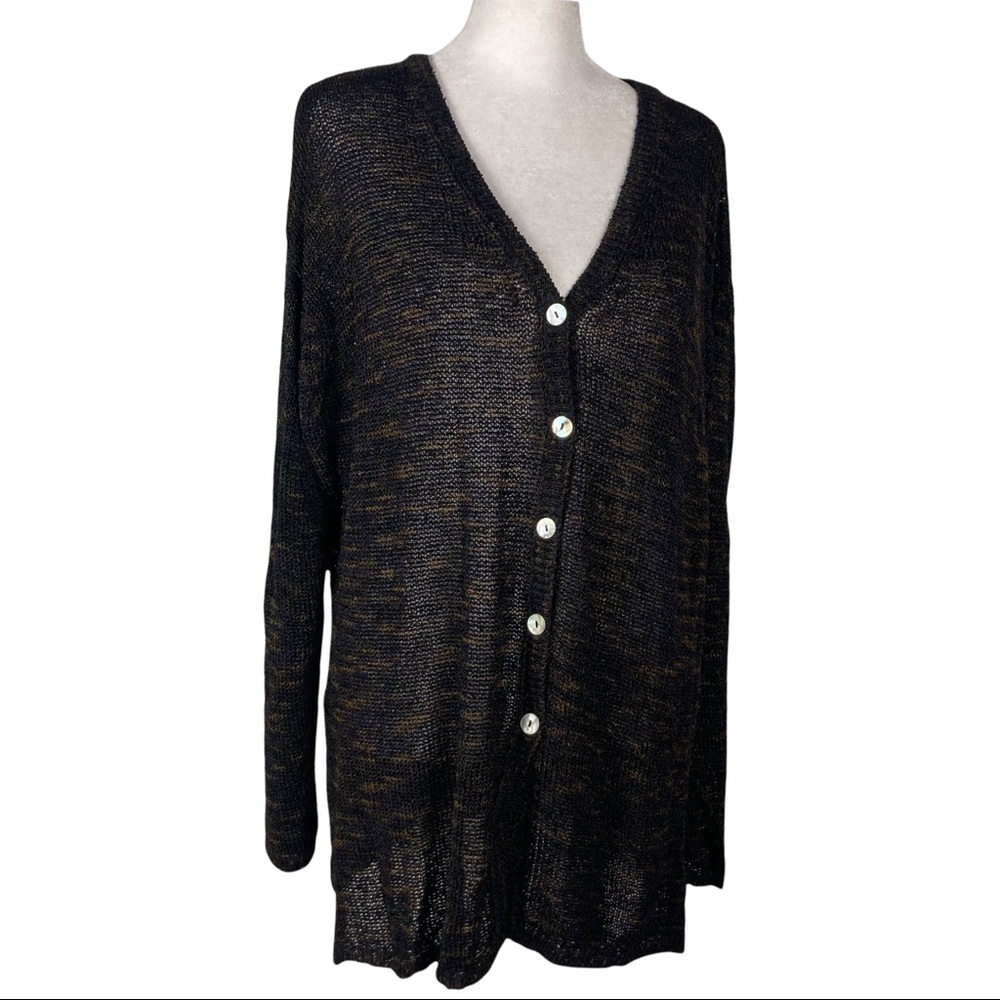 Jones & Co women's Multi colored Pearl Button sweater Cardigan z Large